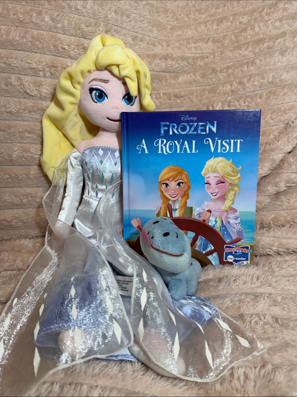 Disney Elsa and lizard plush along with hardcover book
